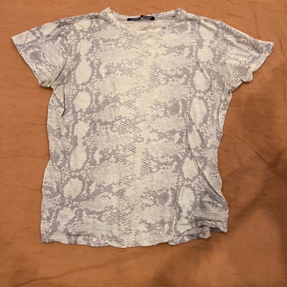 Proenza Schouler White and Gray Snake Print Tee